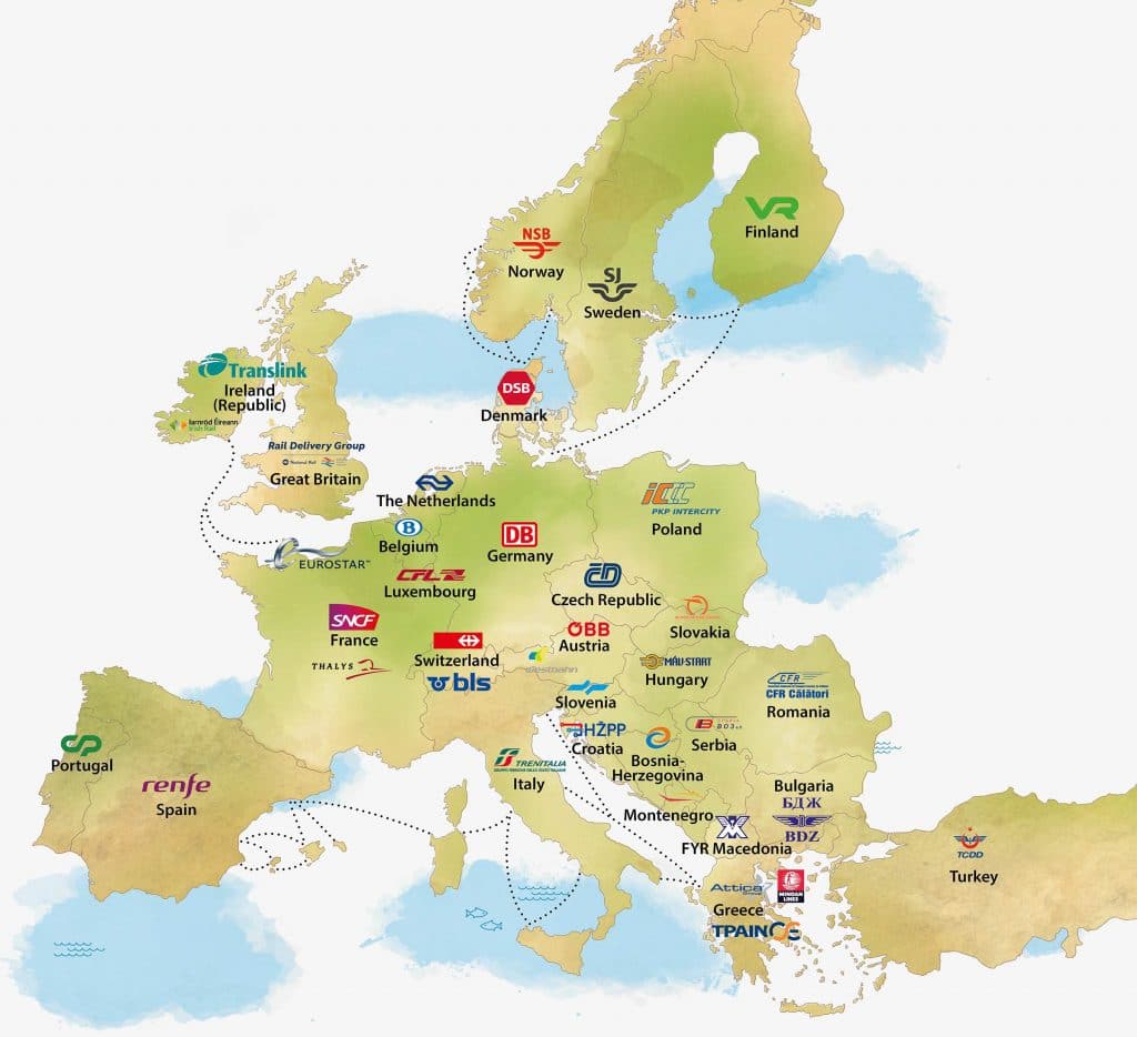 Carte du réseau ferroviaire européen - OUI.sncf
