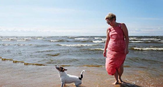Balade avec son chien sur la plage