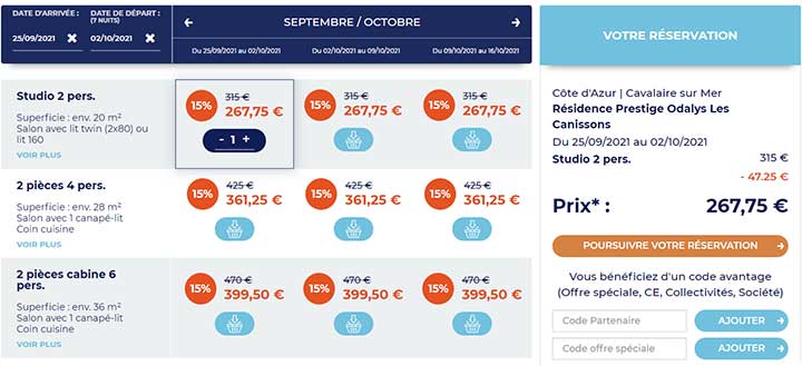 Ventes premieres minutes Odalys : jusqu'à -15 % de réduction